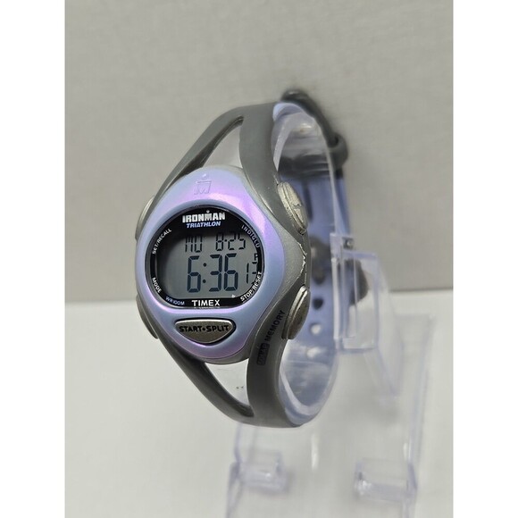 Timex Ironman Triathlon 50 Lap Purple Gray WR 100M Indiglo Watch New Battery - Picture 2 of 11